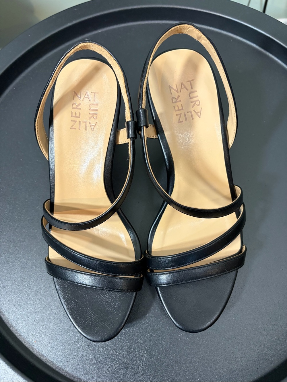 Naturalizer Black Strappy Slingback Sandals